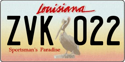 LA license plate ZVK022