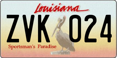 LA license plate ZVK024