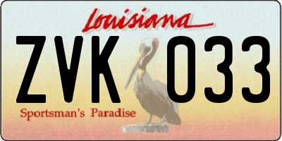 LA license plate ZVK033