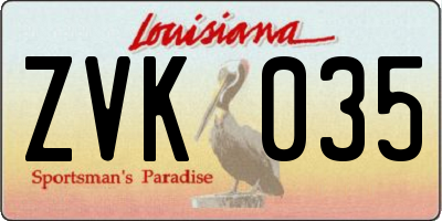 LA license plate ZVK035