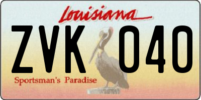 LA license plate ZVK040
