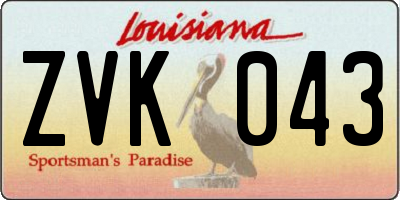 LA license plate ZVK043