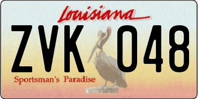 LA license plate ZVK048