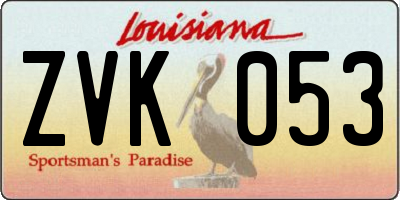 LA license plate ZVK053