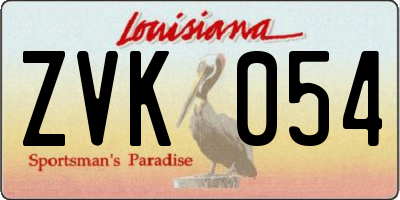 LA license plate ZVK054