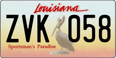 LA license plate ZVK058