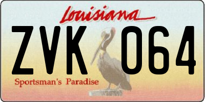 LA license plate ZVK064