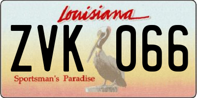 LA license plate ZVK066