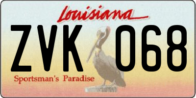 LA license plate ZVK068