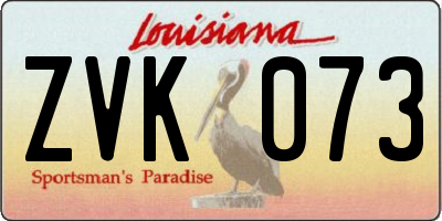 LA license plate ZVK073