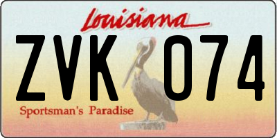 LA license plate ZVK074