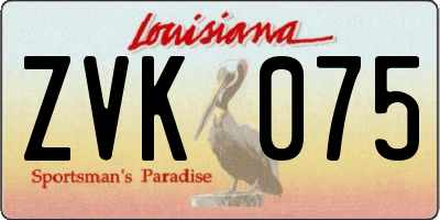 LA license plate ZVK075