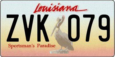 LA license plate ZVK079