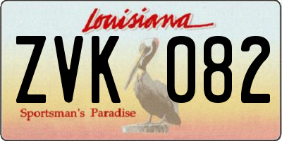 LA license plate ZVK082