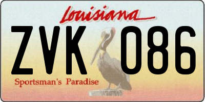 LA license plate ZVK086