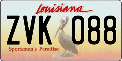 LA license plate ZVK088