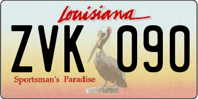 LA license plate ZVK090