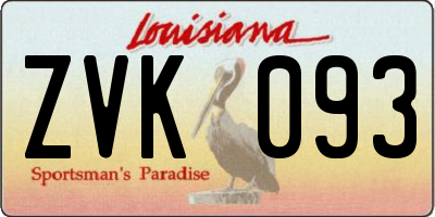 LA license plate ZVK093