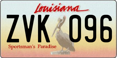 LA license plate ZVK096