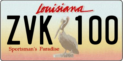 LA license plate ZVK100