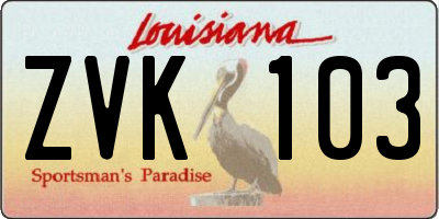 LA license plate ZVK103