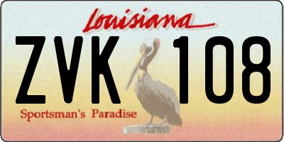 LA license plate ZVK108