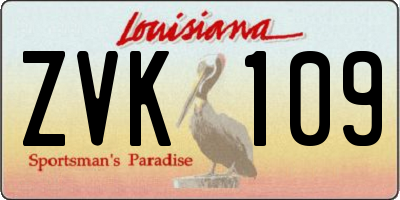 LA license plate ZVK109