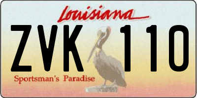 LA license plate ZVK110