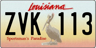 LA license plate ZVK113