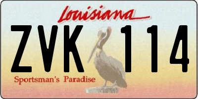 LA license plate ZVK114