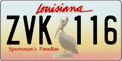 LA license plate ZVK116