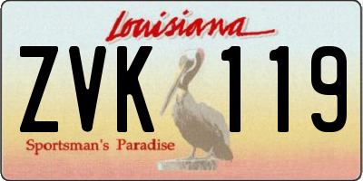 LA license plate ZVK119