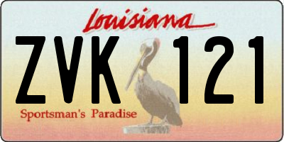 LA license plate ZVK121