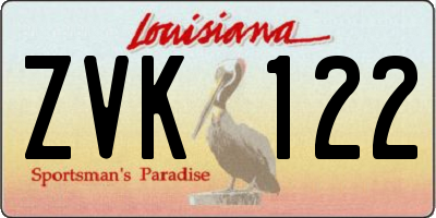 LA license plate ZVK122