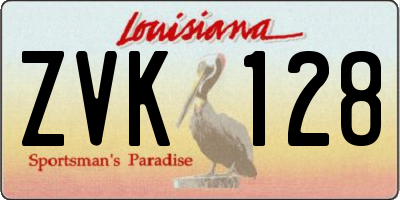 LA license plate ZVK128