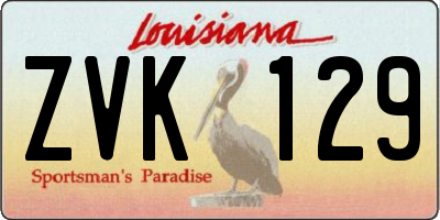 LA license plate ZVK129