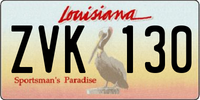 LA license plate ZVK130