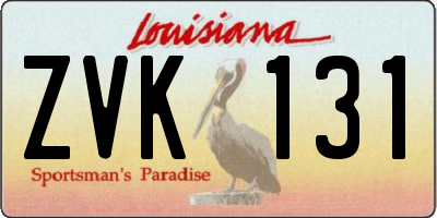 LA license plate ZVK131