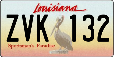 LA license plate ZVK132