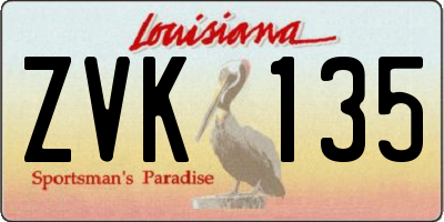 LA license plate ZVK135