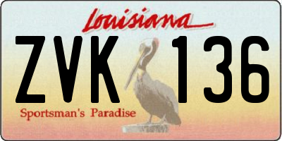 LA license plate ZVK136