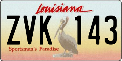 LA license plate ZVK143