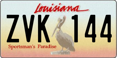 LA license plate ZVK144