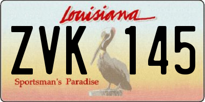 LA license plate ZVK145