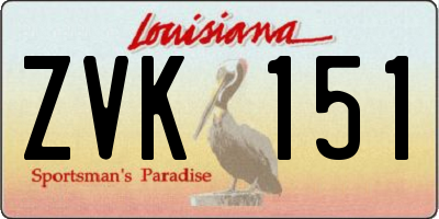 LA license plate ZVK151