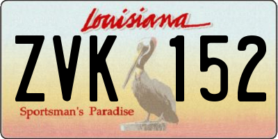 LA license plate ZVK152