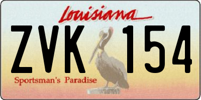 LA license plate ZVK154