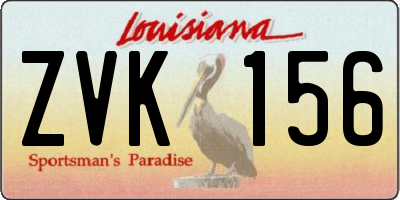 LA license plate ZVK156