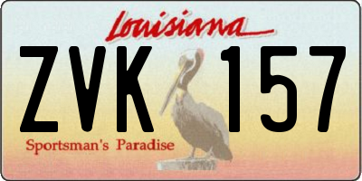 LA license plate ZVK157