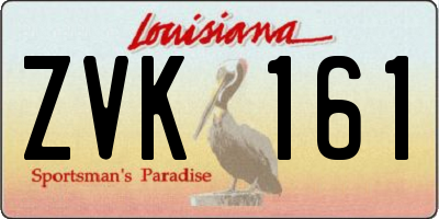 LA license plate ZVK161